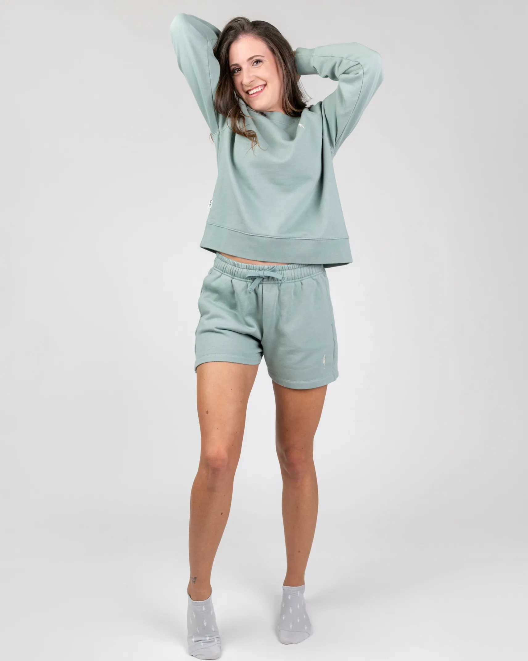 biobaumwolle_sweatshirt_t_2-1.webp Bio-Baumwolle Sweatshirt TreeSweater Raglan Women Turquoise