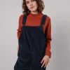 Damen Cordsamt-Overall Marineblau