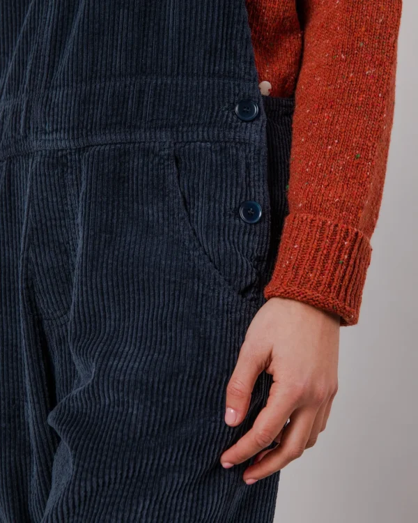 Damen Cordsamt-Overall Marineblau