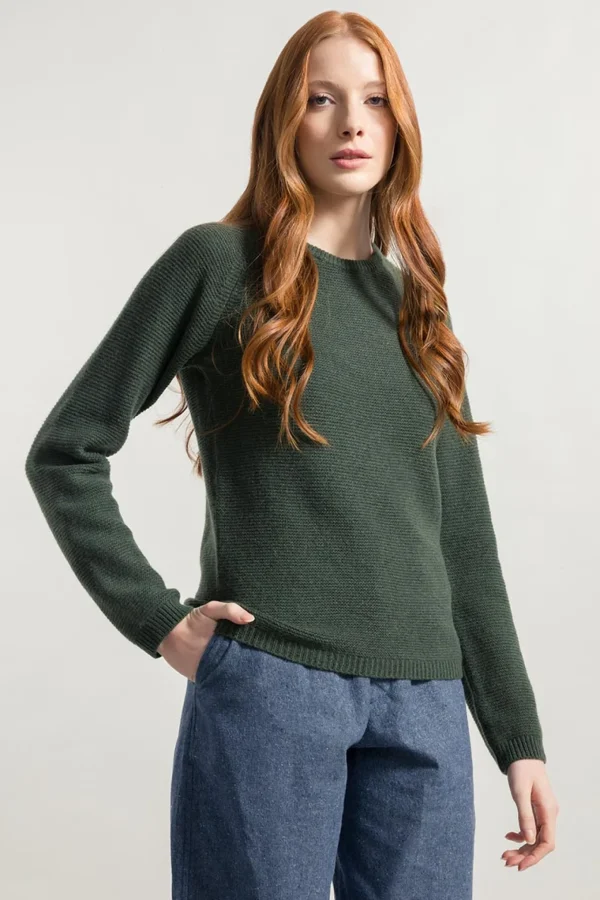 Damen Kaschmir-Pullover Giulietta Waldgrün