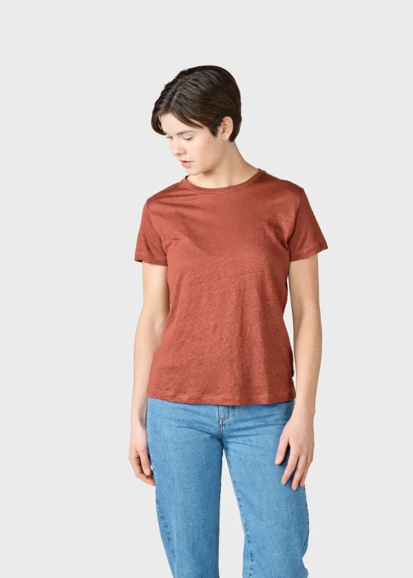 Damen Leinen T-Shirt Rikke Terracotta