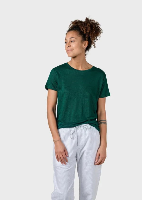 Damen Leinen T-Shirt Rikke Green