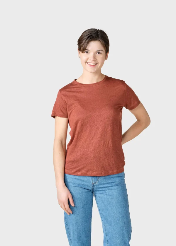 Damen Leinen T-Shirt Rikke Terracotta