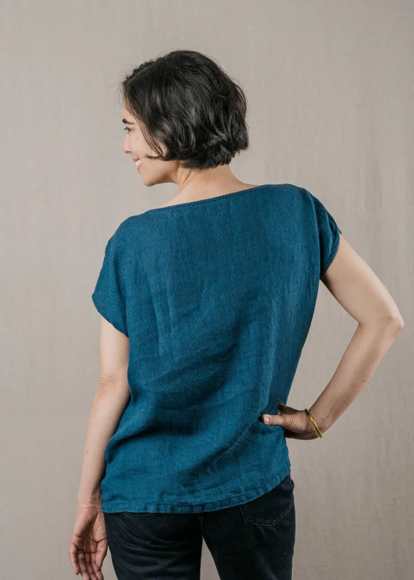 Damen Leinenbluse Umi blau