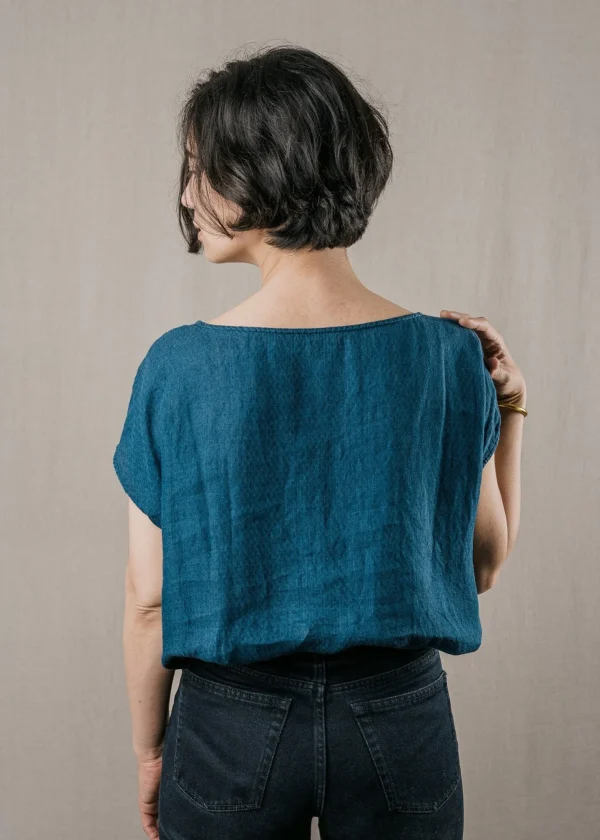Damen Leinenbluse Umi blau