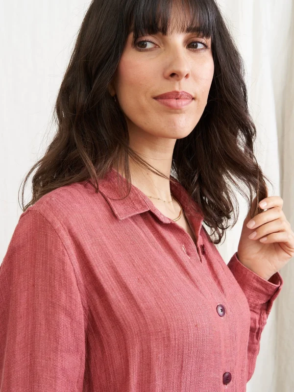 Damen Leinen-Hemd Essentielle rosa