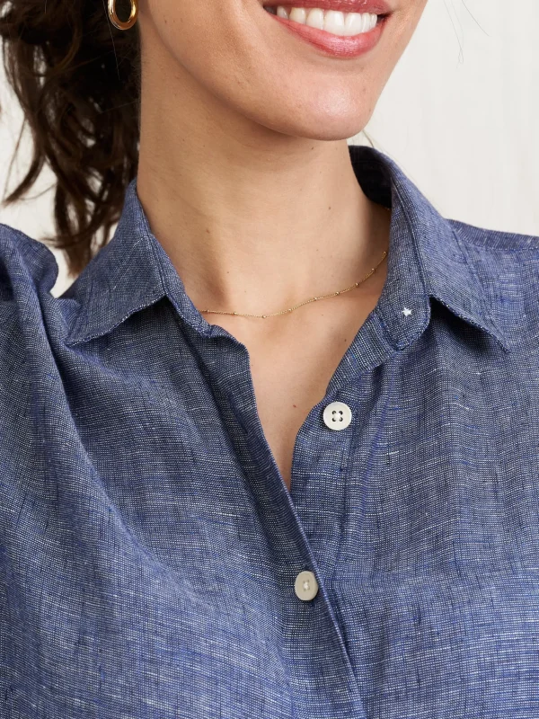 Damen Leinen-Hemd Essentielle blau