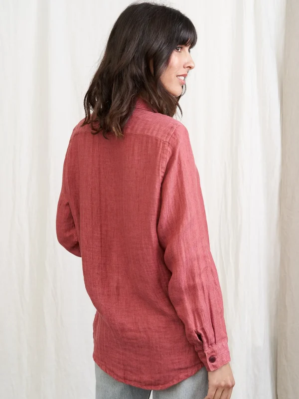Damen Leinen-Hemd Essentielle rosa