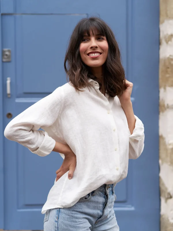 Damen Leinen-Hemd Essentielle weiss