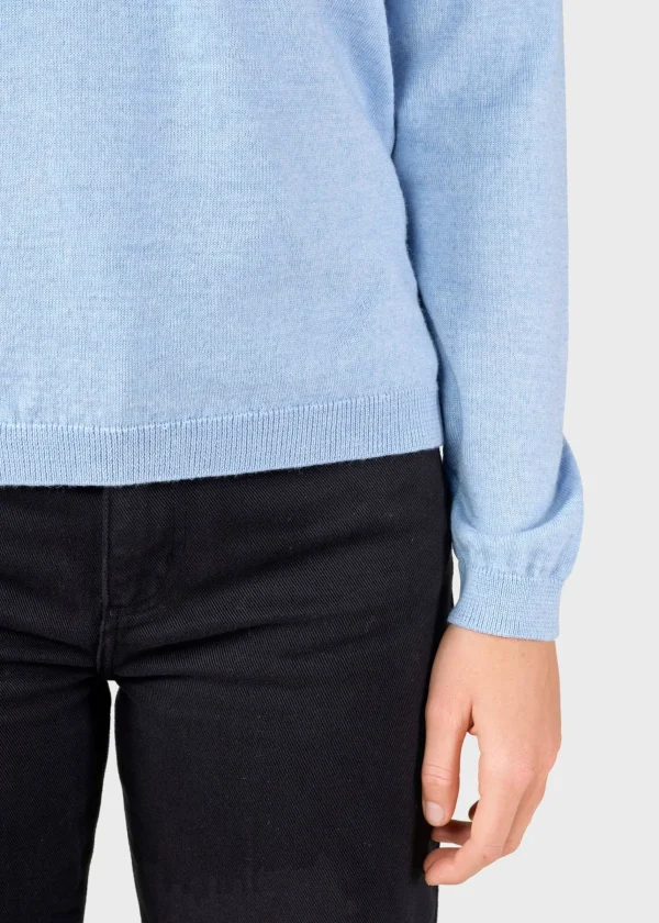 Damen Merinos Pullover Hellblau