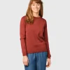Damen Merinos Pullover Rot Ocker