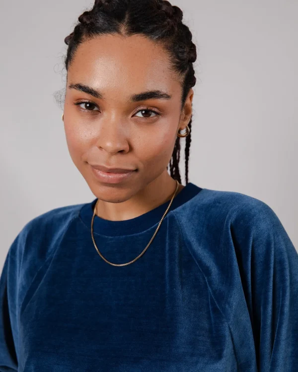 Damen Samt-Sweatshirt blau