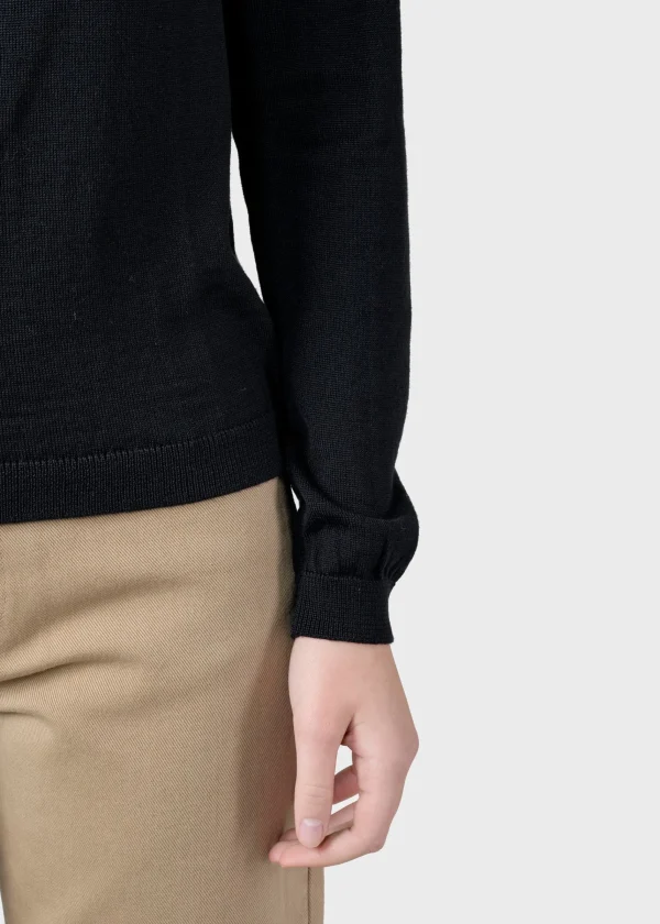 Damen Schwarzer Merinos Pullover