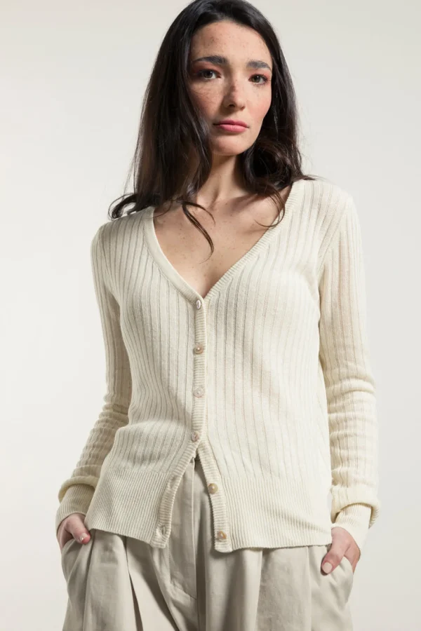 Damen Seide-Cardigan Realma Ecru
