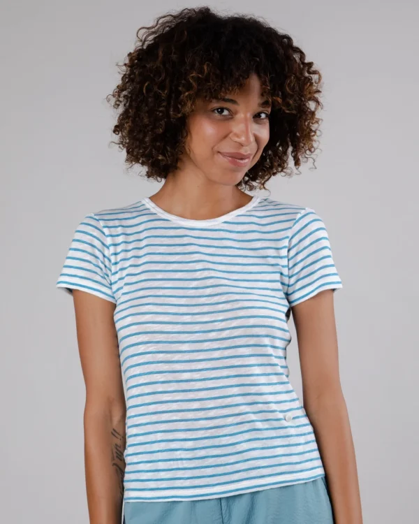 Damen Stripes Slim Fit T-shirt Blau