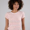 Damen Stripes Slim Fit T-shirt Orange