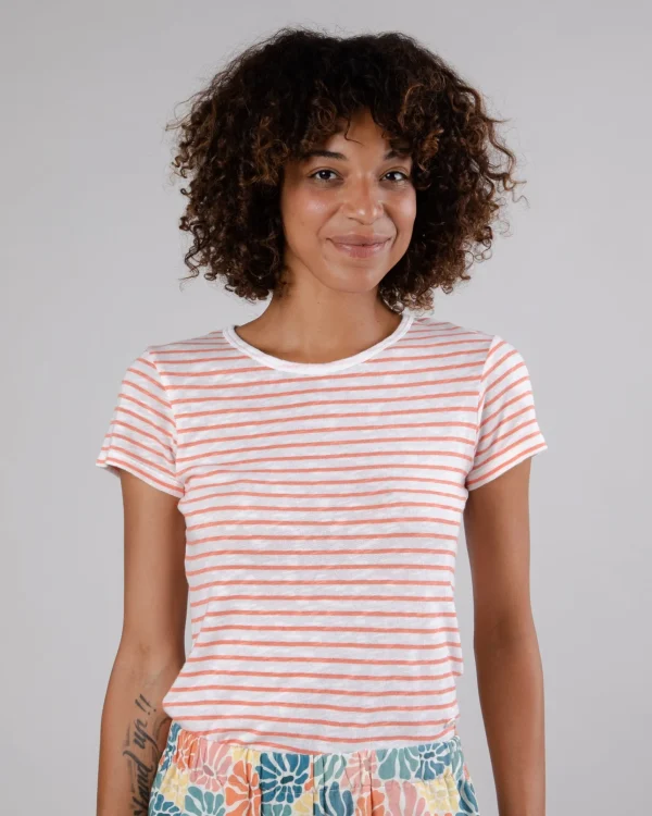 Damen Stripes Slim Fit T-shirt Orange
