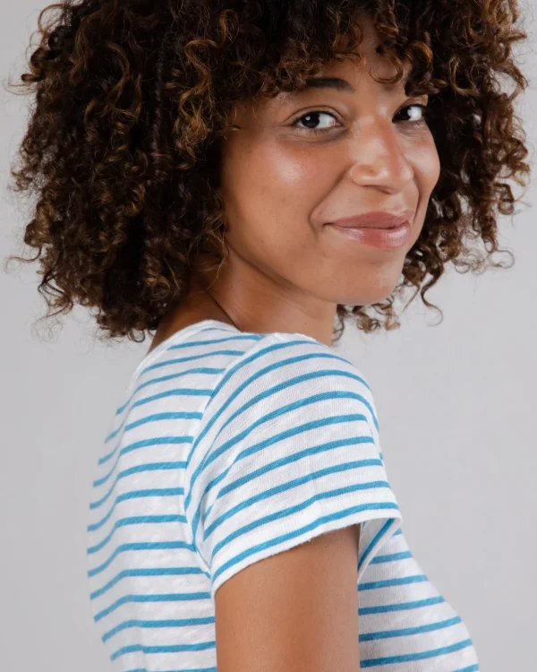 Damen Stripes Slim Fit T-shirt Blau