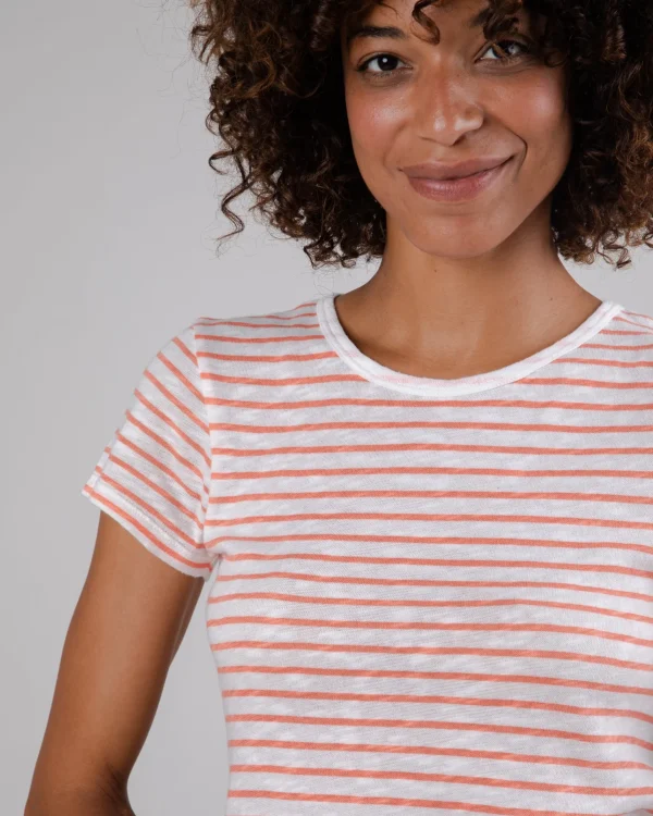 Damen Stripes Slim Fit T-shirt Orange