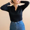 Damen Tencel-Poloshirt Mélisse Schwarz