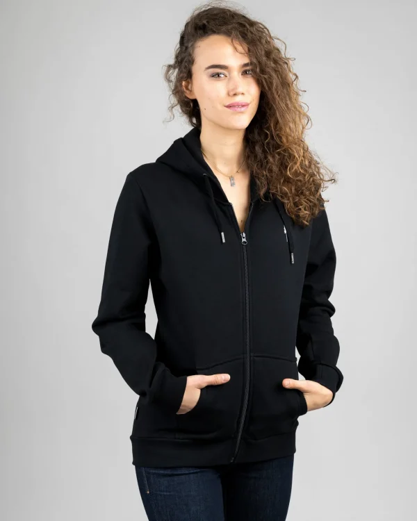 Damen Treehoodie Zip Schwarz