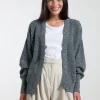 Damen-Cardigan aus recycelter Baumwolle Cara Blau meliert