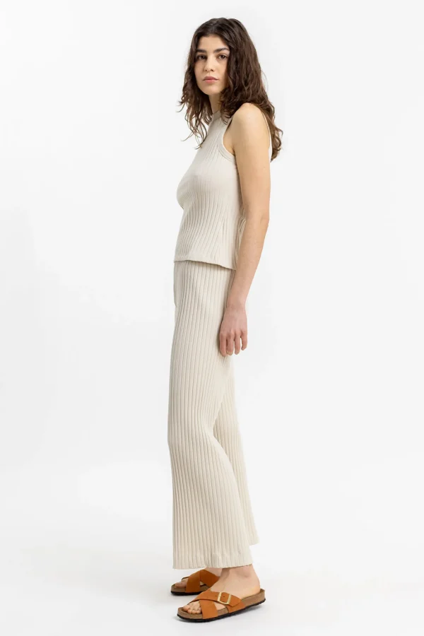 Damen-Loungehose aus sandfarbener Bio-Baumwolle