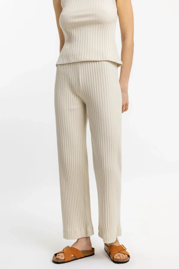 Damen-Loungehose aus sandfarbener Bio-Baumwolle