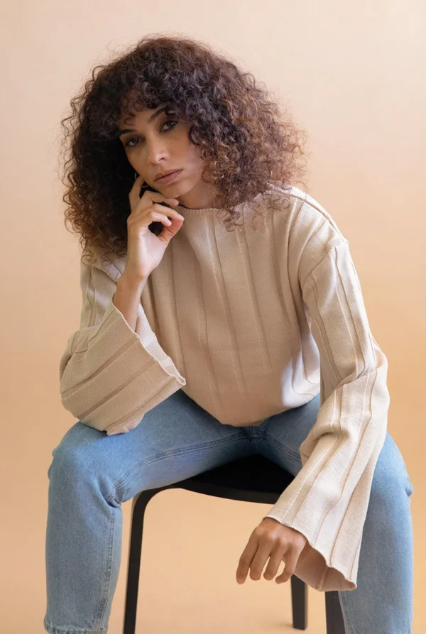Damen-Merinopullover Nashi Beige