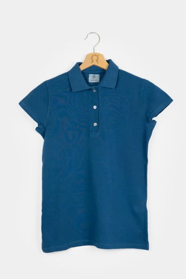 Damen-Poloshirt aus Bio-Baumwolle Rita Blue