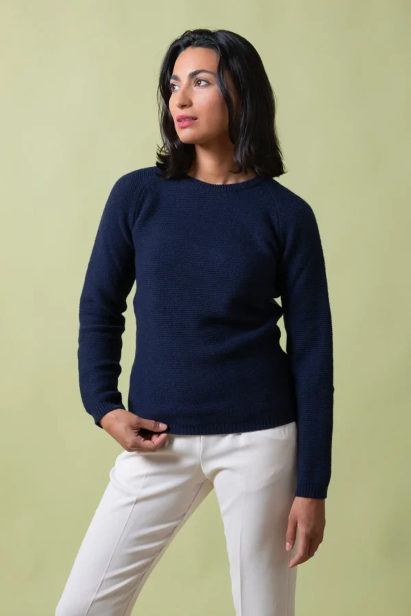Damen-Pullover aus recycelten Kaschmir Giulietta Dunkelblau