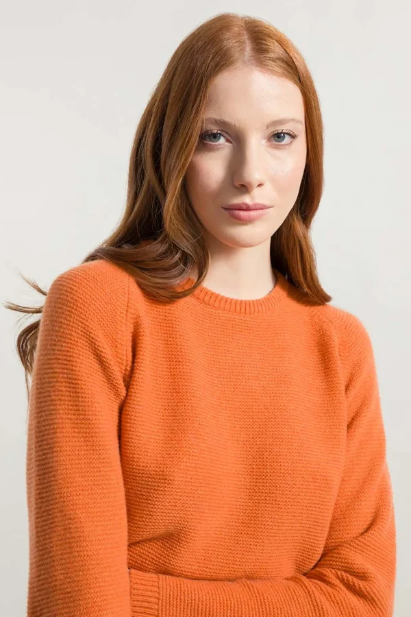 Damen-Pullover aus recycelten Kaschmir Giulietta Pumpkin