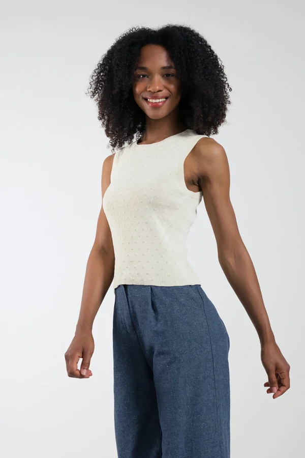 Damen-Tanktop aus Baumwolle Gianna Ekru
