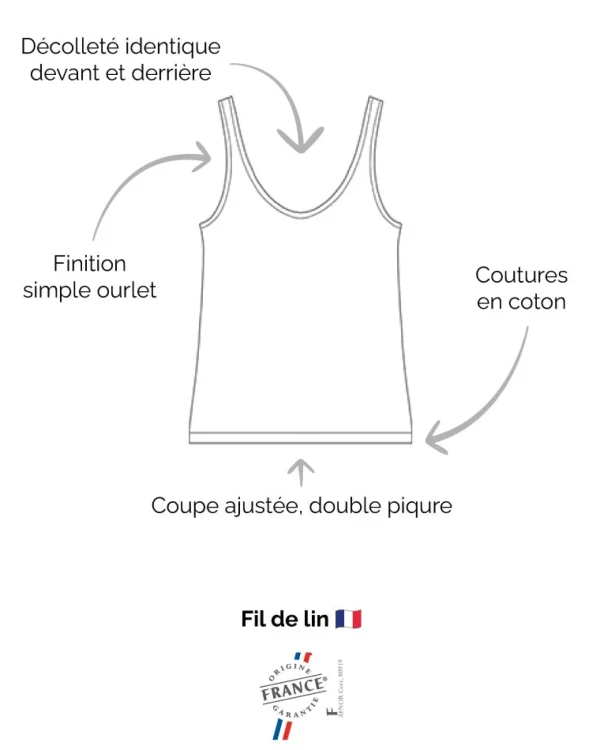 Damen-Tanktop aus Leinen L'Intemporel Schwarz