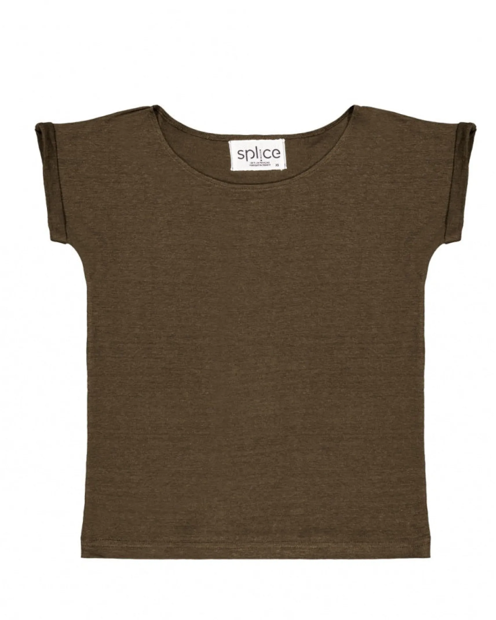 damentshirt_aus_khakifarb_2-1.webp Damen-T-Shirt aus khakifarbenem Leinen von L'Indémodable