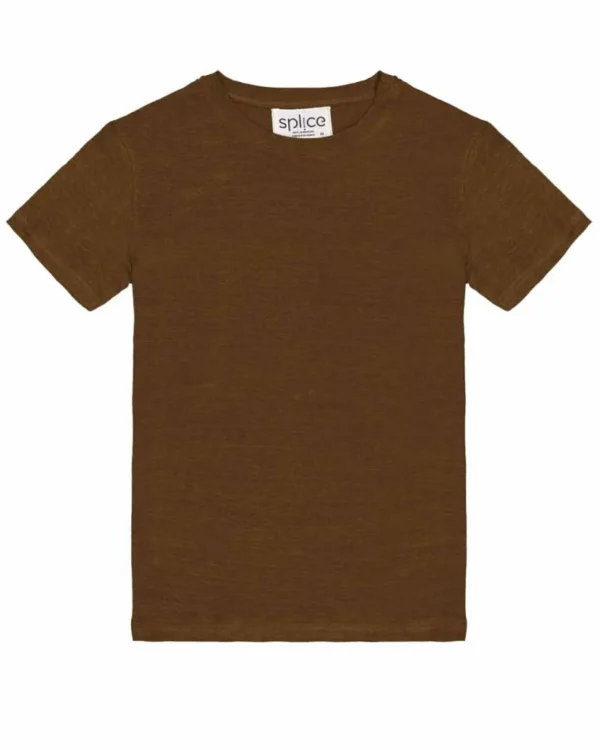 Damen-T-Shirt aus khakifarbenem Leinen von Linetlautre