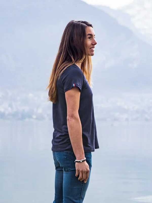 Damen-T-Shirt aus Leinen L'Indispensable Blau