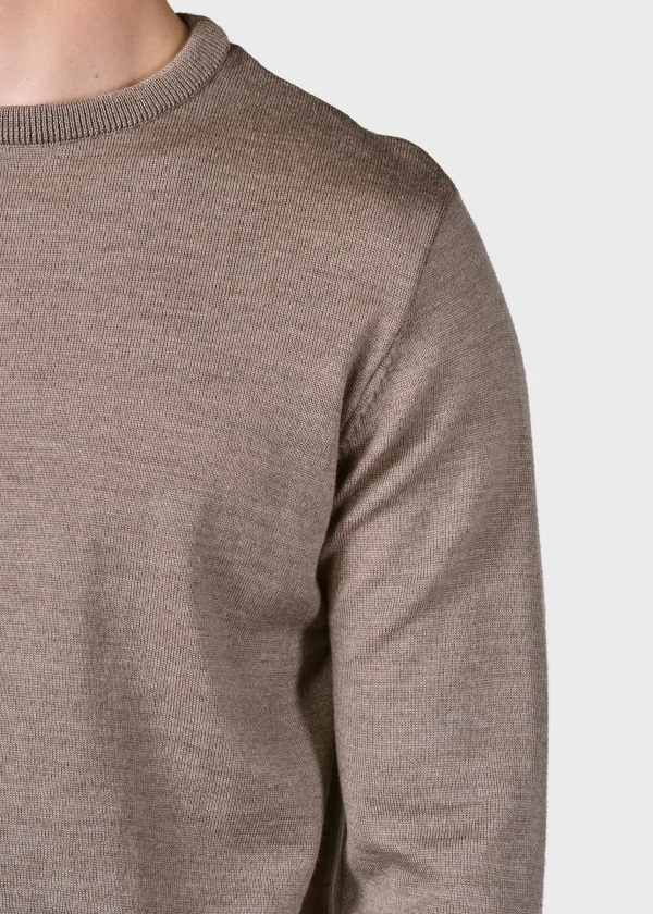 Dünner Sand Strickpullover aus Merinowolle