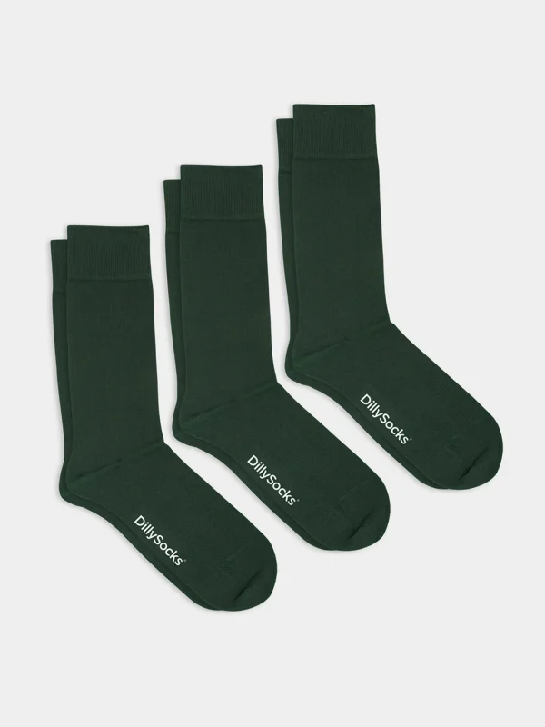 Dreier Pack - Einfarbige grüne Socken