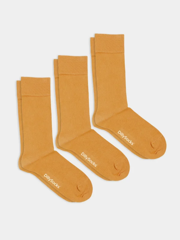 Dreier Pack - Einfarbige gelbe Socken