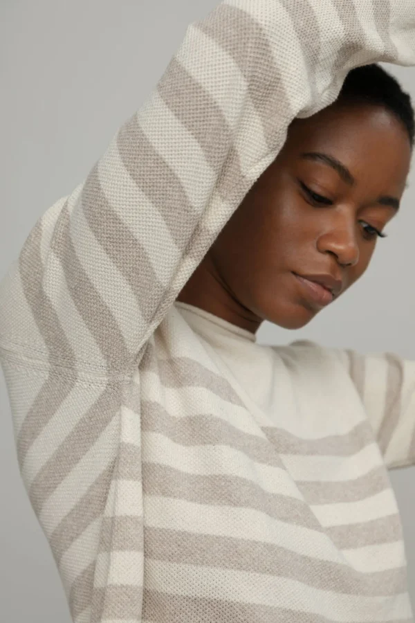 Gestreifter Damen-pullover Susi beige