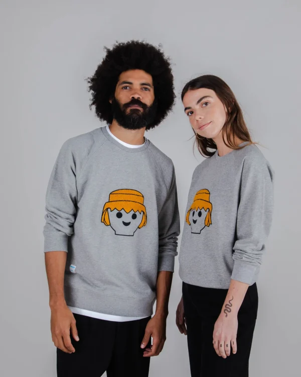 Graues Playmobil-Sweatshirt aus Bio-Baumwolle