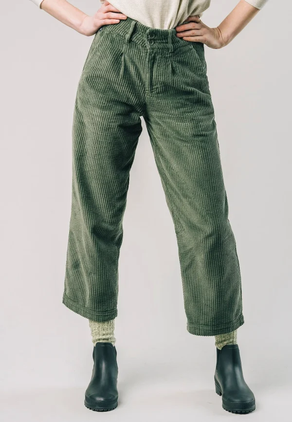 Grüne Damen-Cordsamthose