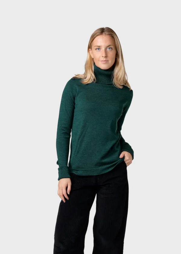 Grüner Merino-Rollkragenpullover Isabella
