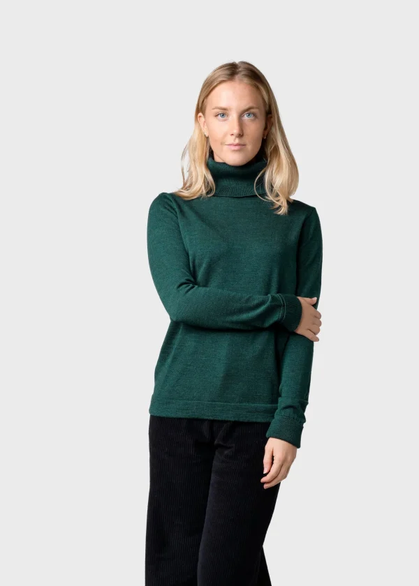 Grüner Merino-Rollkragenpullover Isabella