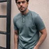 Henley Poloshirt Emblême Eucalyptus