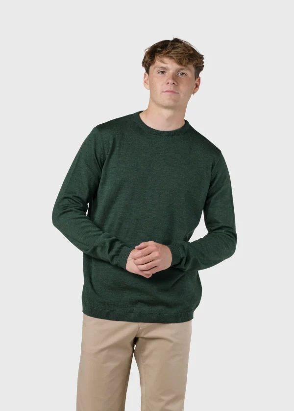 Herren dünner Merino Strickpullover Moss green