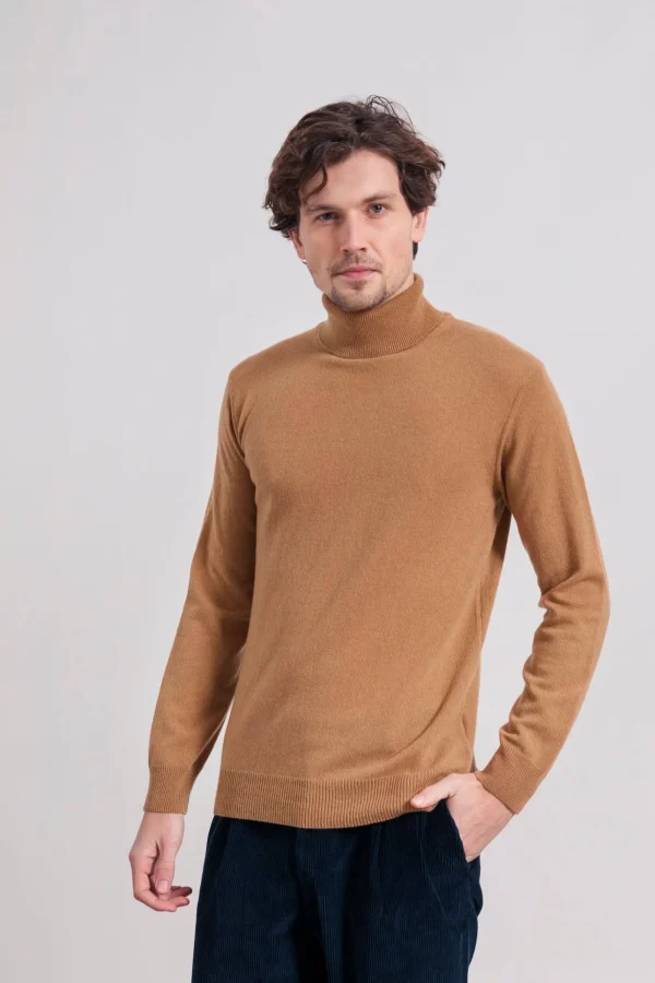 Herren Rollkragenpullover aus Kaschmir Alberto Beige