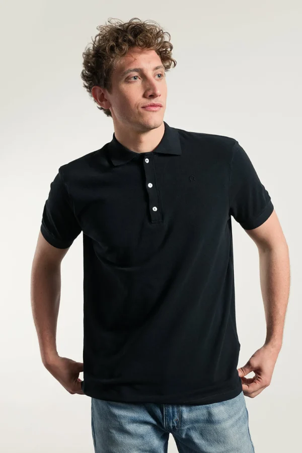 Herren-Poloshirt aus Bio-Baumwolle Felice Schwarz