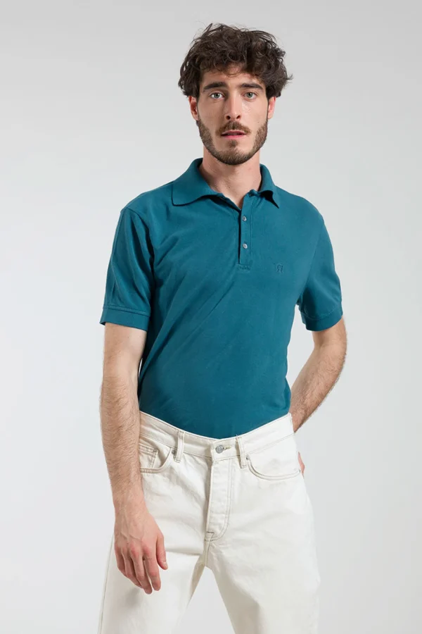Herren-Poloshirt aus Bio-Baumwolle Felice Grün PAvone